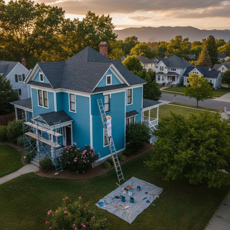 Blue Siding Installation